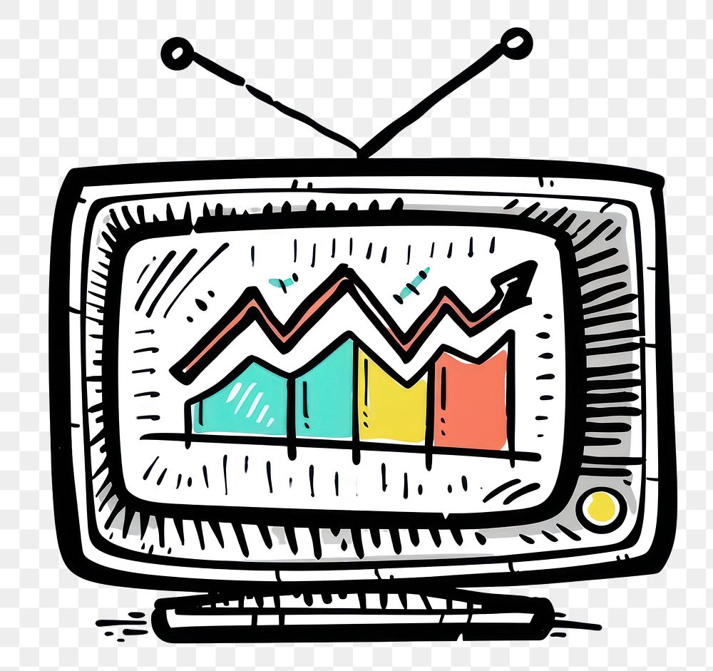 PNG  Vintage TV displaying growth chart