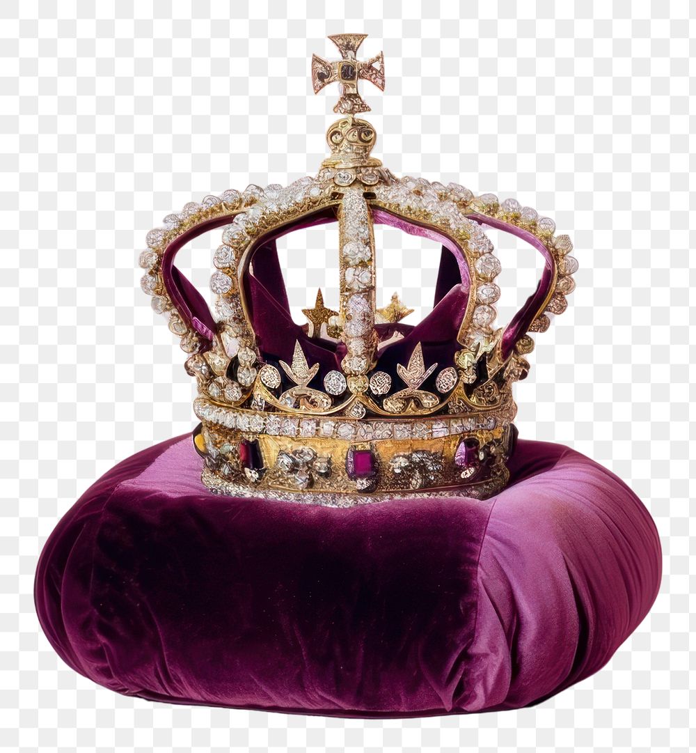 Royal crown on velvet cushion