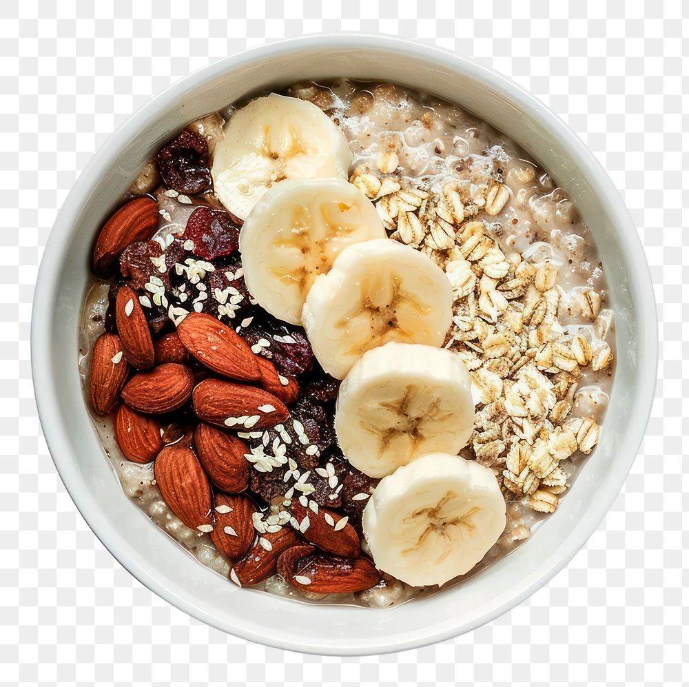 PNG Healthy oatmeal bowl with fruits