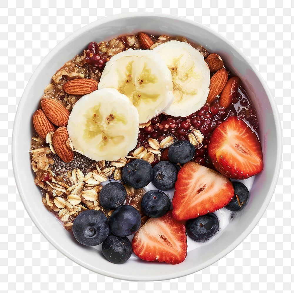 PNG Healthy breakfast bowl with fruits