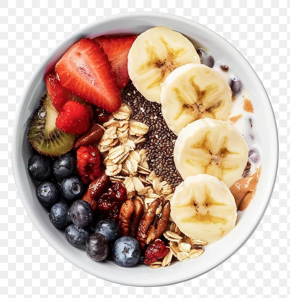 PNG Healthy fruit and granola bowl