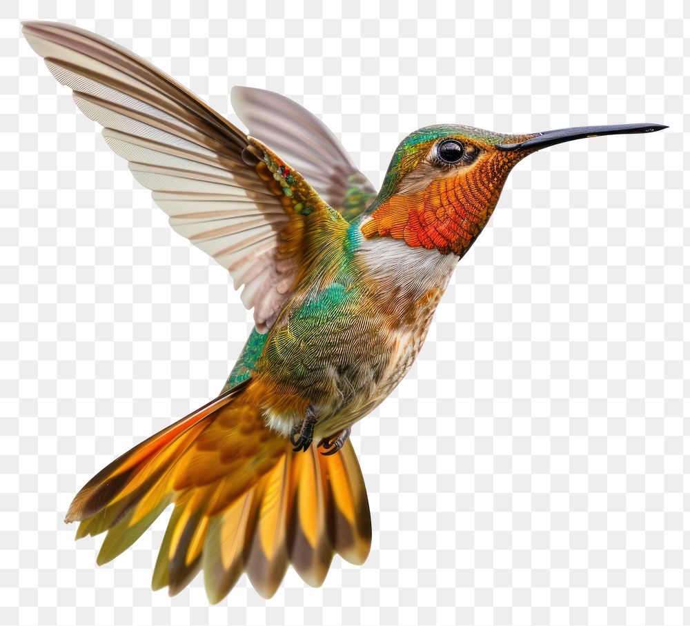 PNG Colorful hummingbird in flight