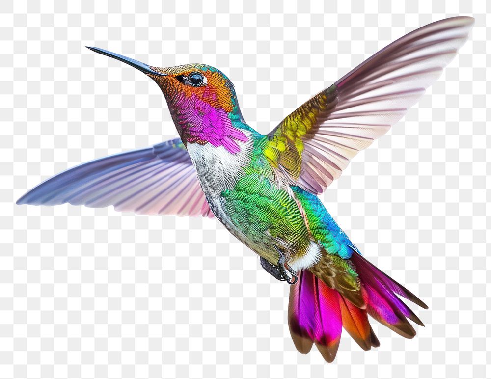 PNG Colorful hummingbird in flight