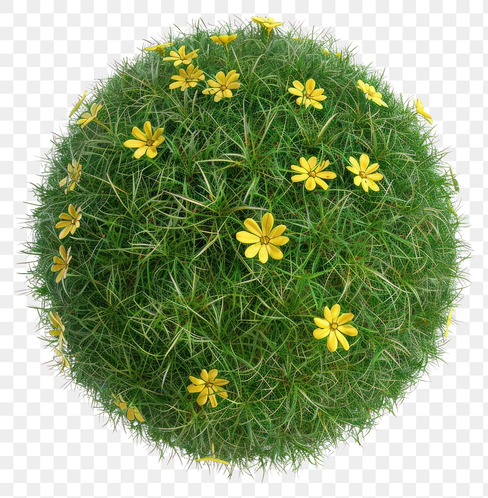 PNG Spherical grass ball with flowers