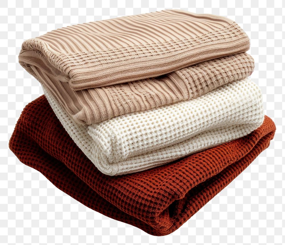 PNG  Cozy, folded, textured, blankets, stacked