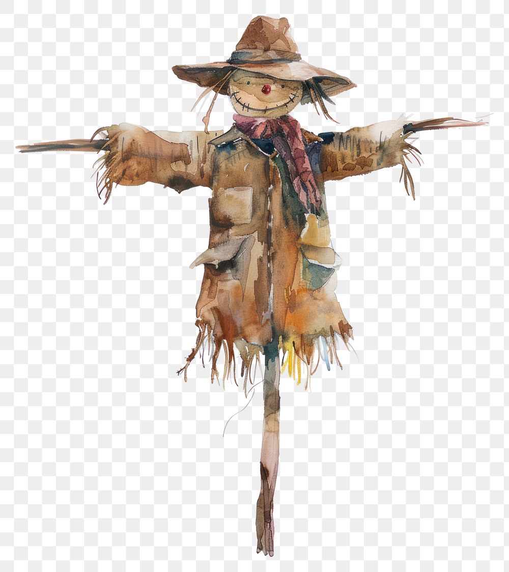 PNG Watercolor scarecrow rustic autumn decoration