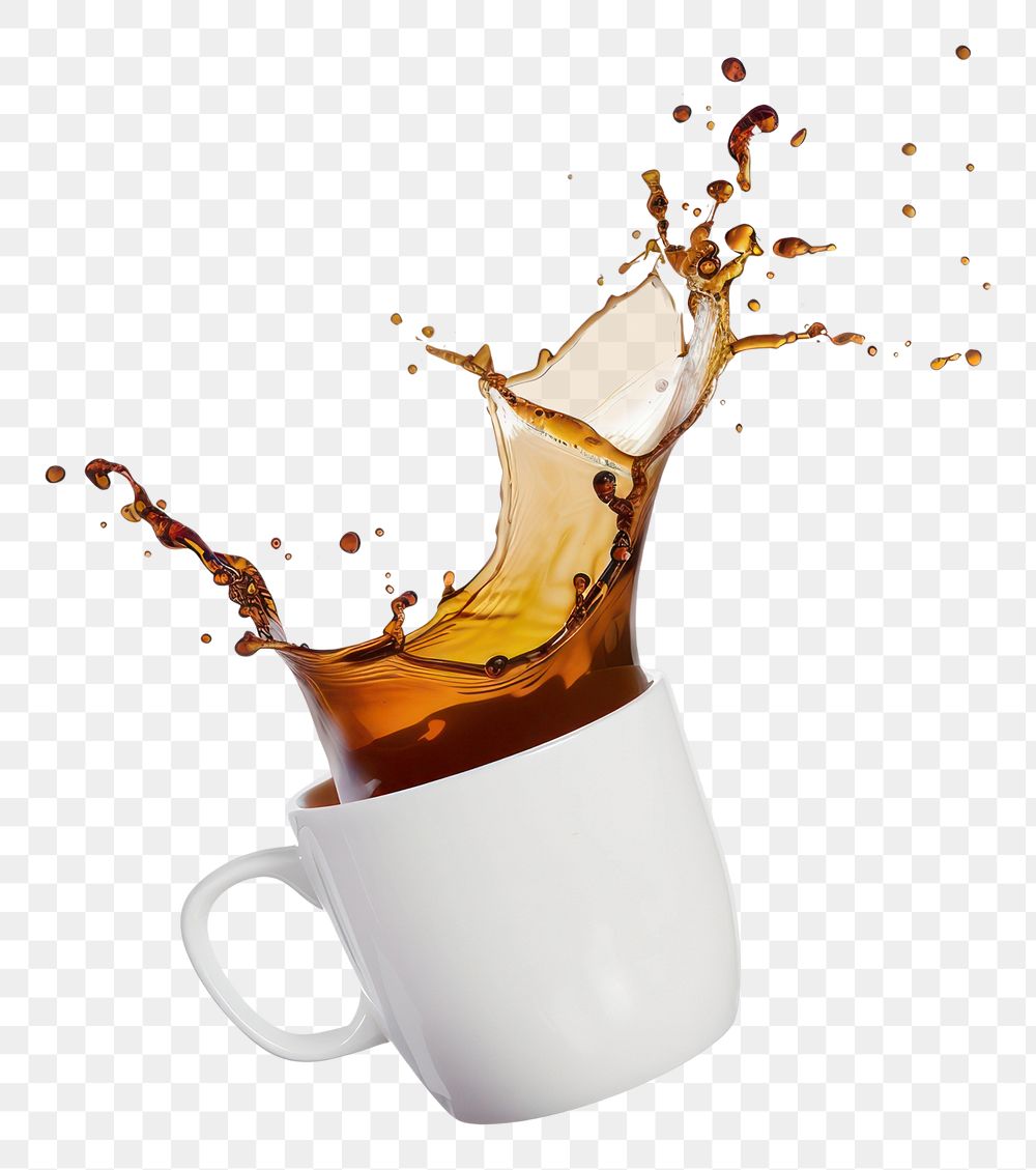 PNG Coffee splash in white mug