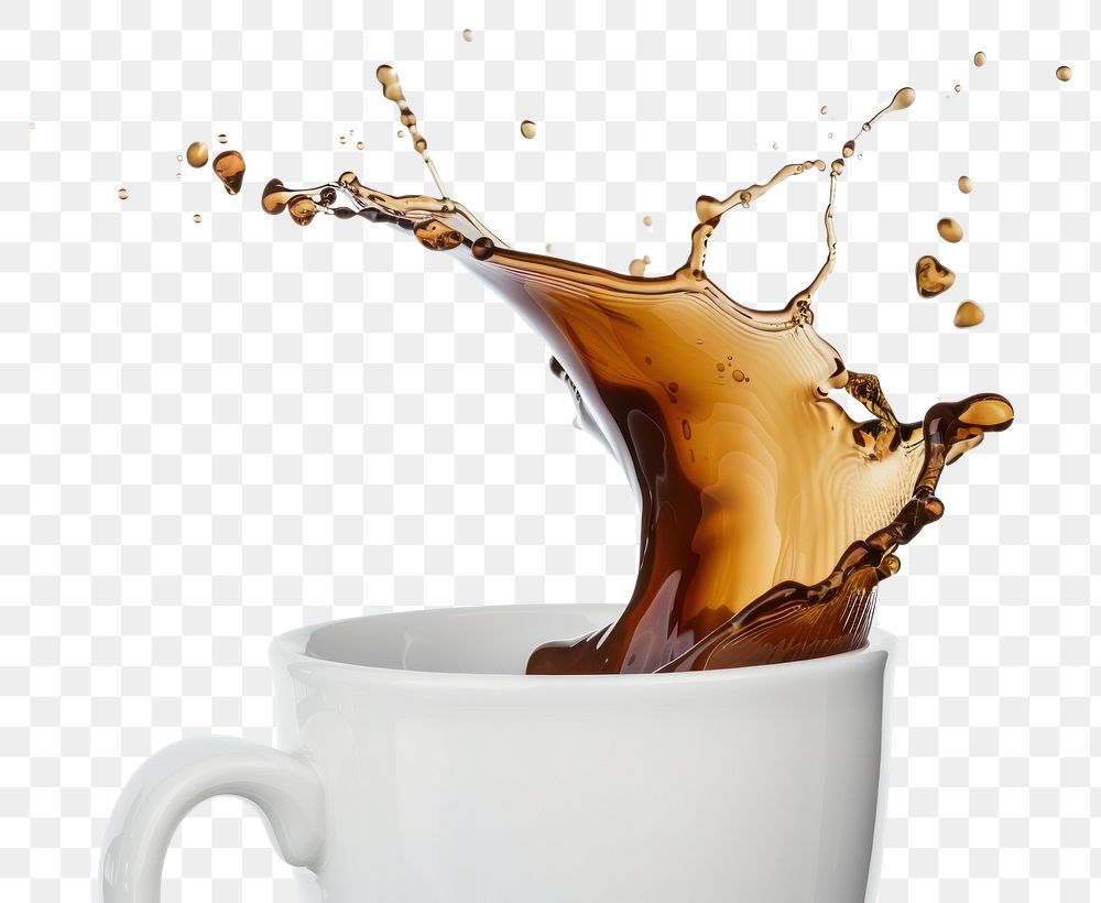 PNG Splashing coffee in white cup