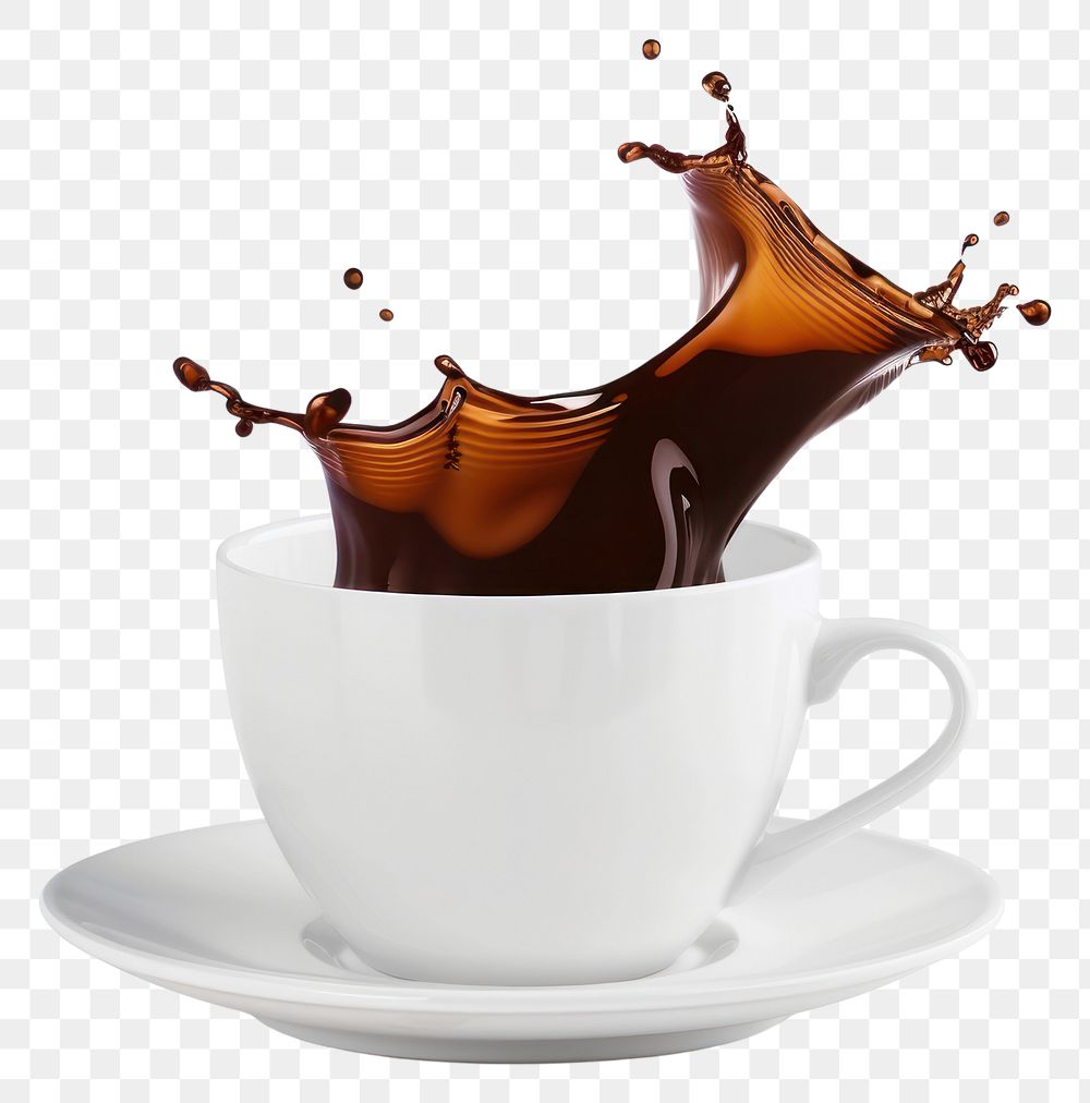 PNG Coffee splash in white cup