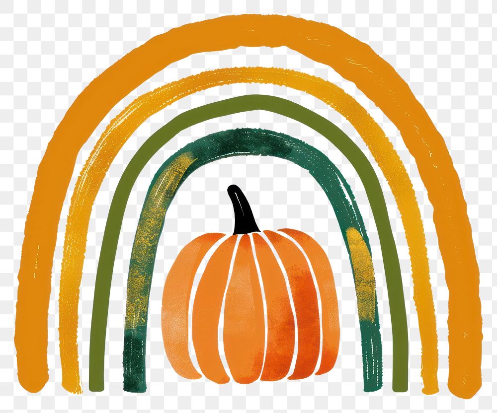 PNG Autumn rainbow pumpkin illustration