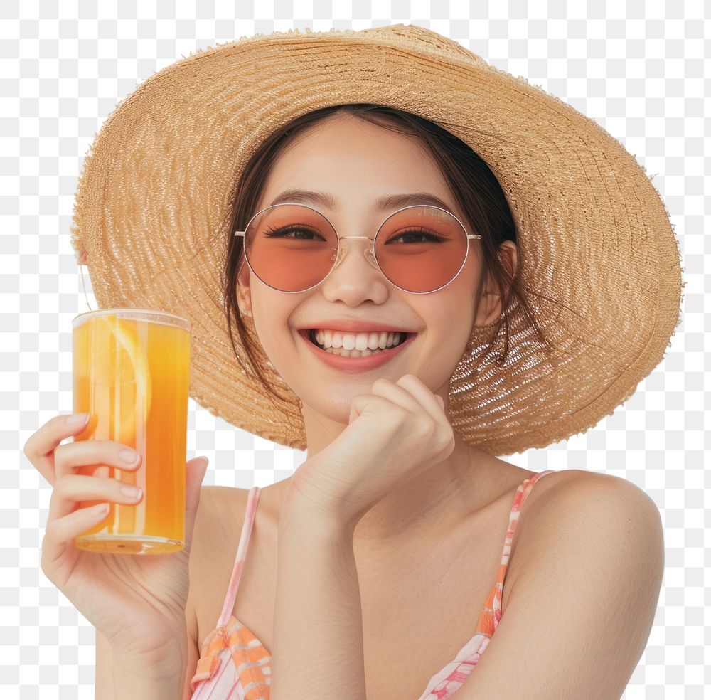 PNG Smiling woman with orange juice