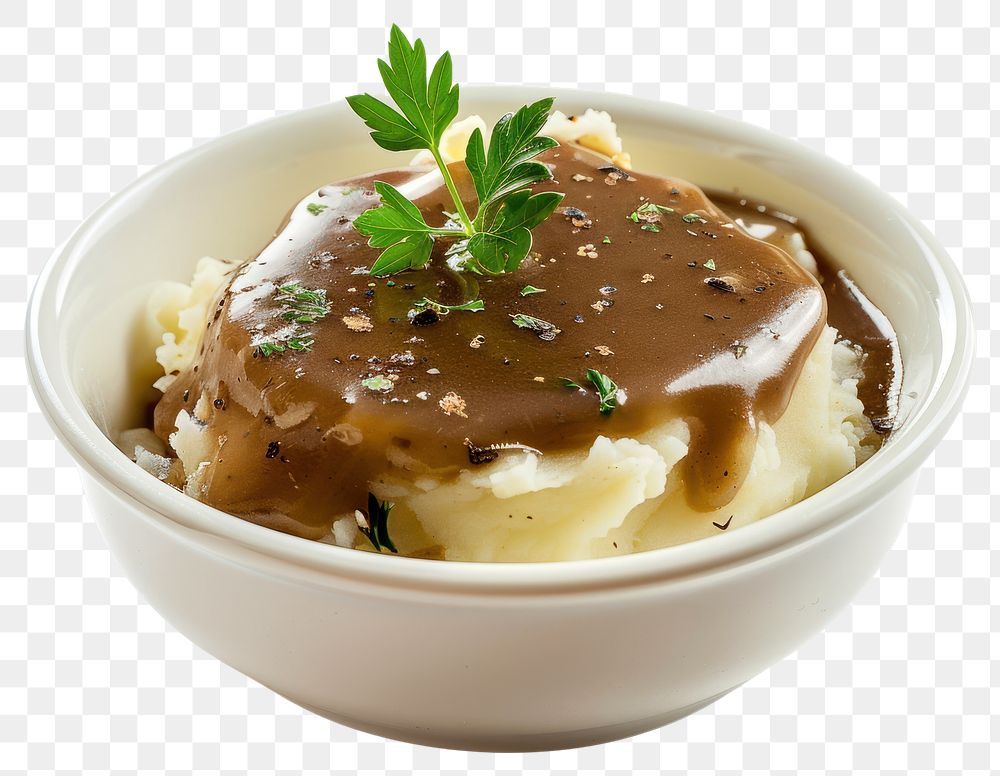 PNG Creamy mashed potatoes with gravy