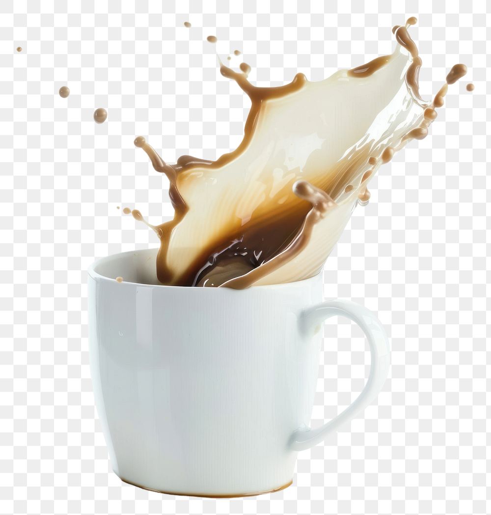 PNG Splashing coffee in white mug