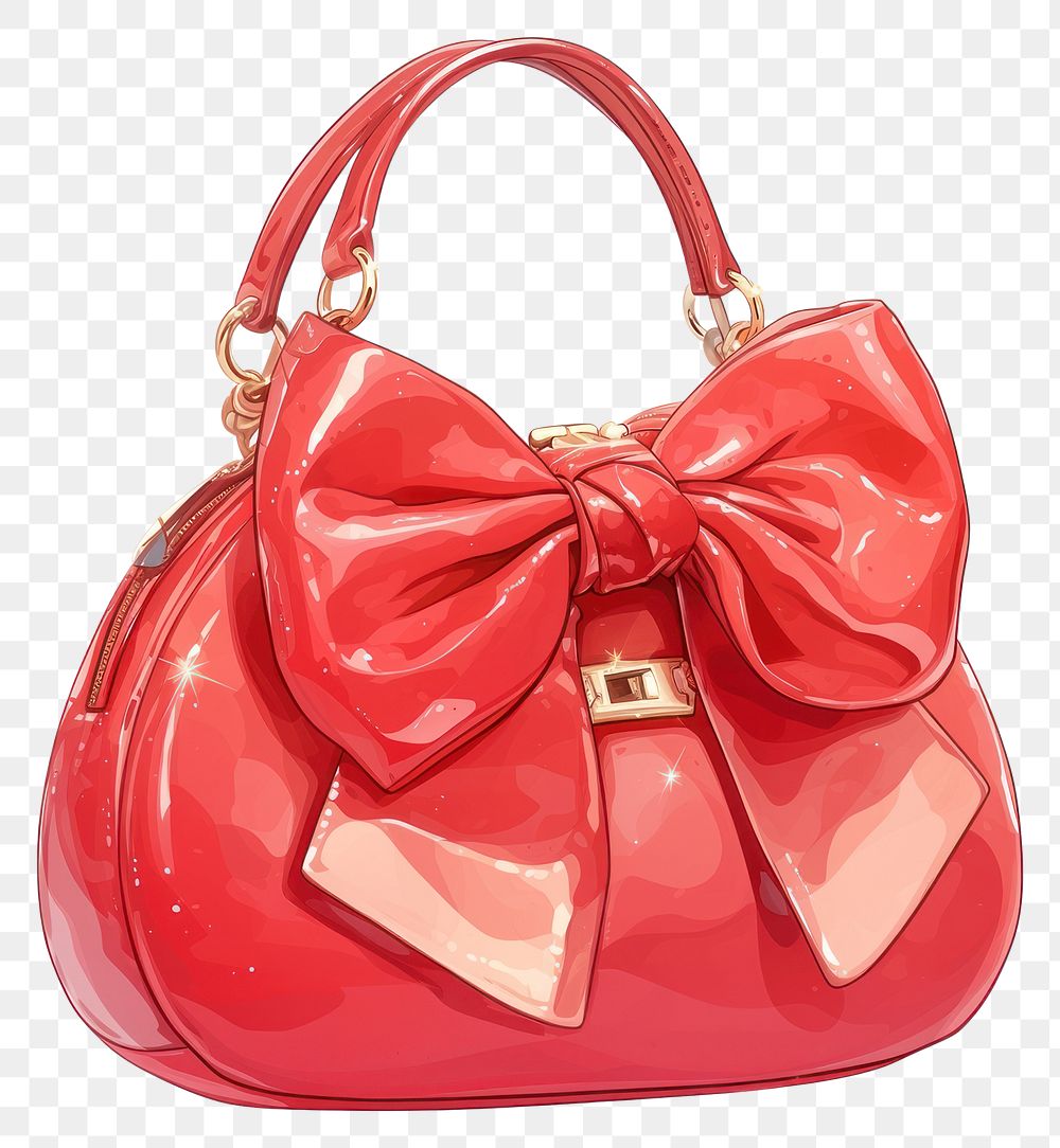 PNG  Glossy red handbag with bow