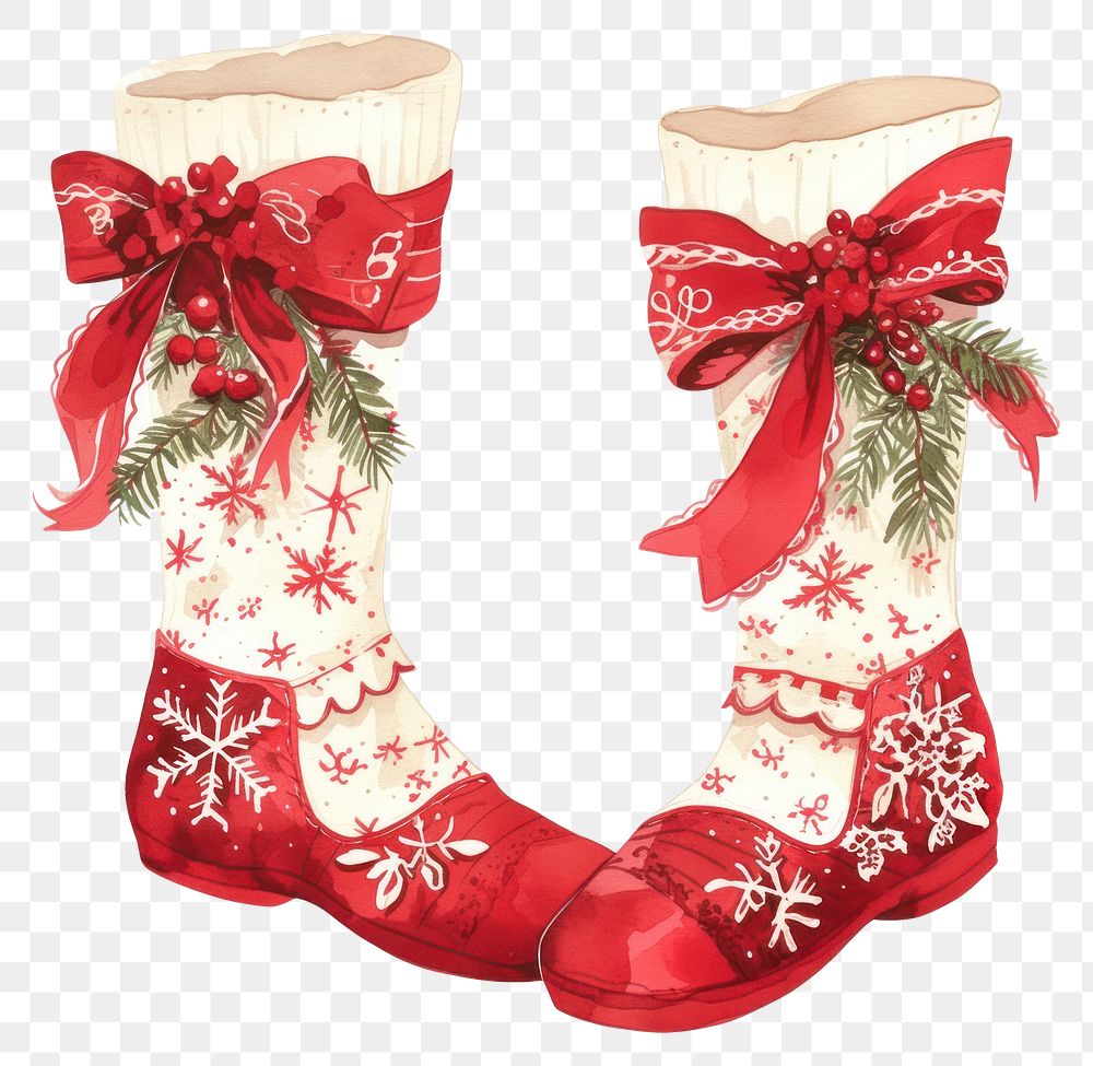 PNG  Festive red Christmas stockings illustration