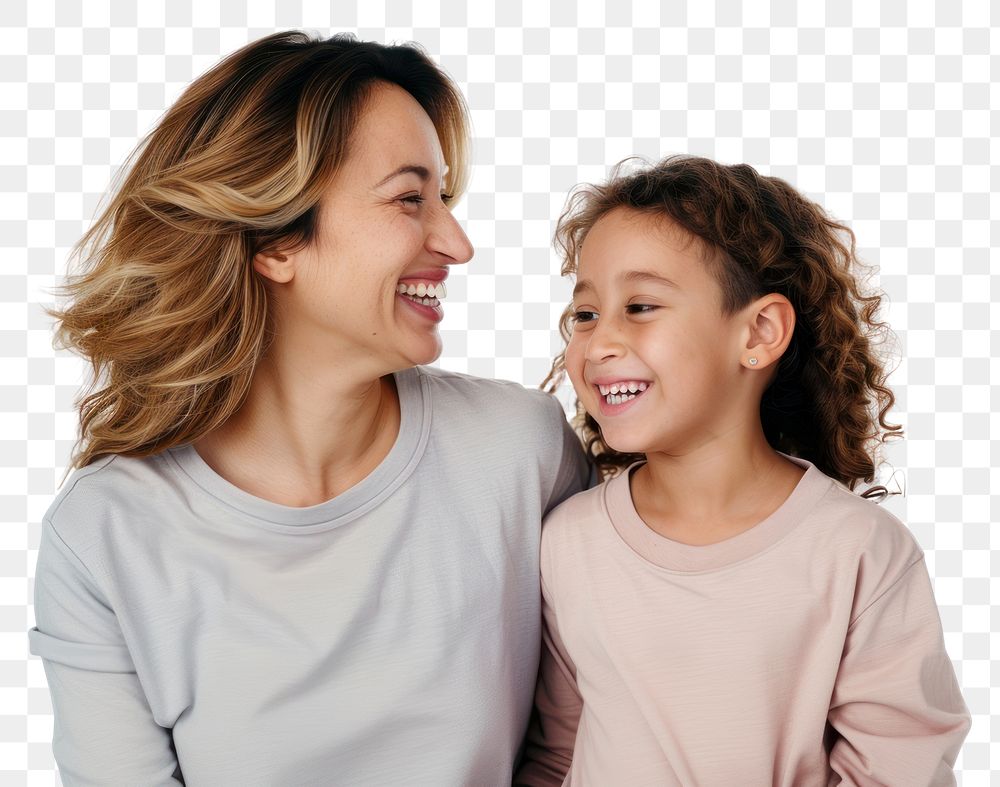 PNG happy smile mom and daughter