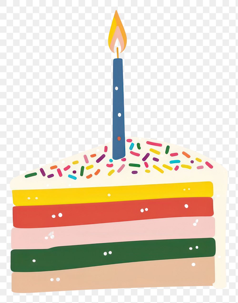 PNG Colorful birthday cake slice illustration