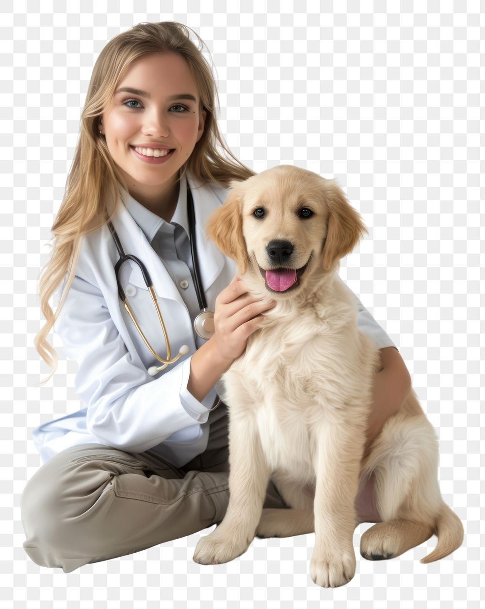 PNG  Veterinarian with happy puppy