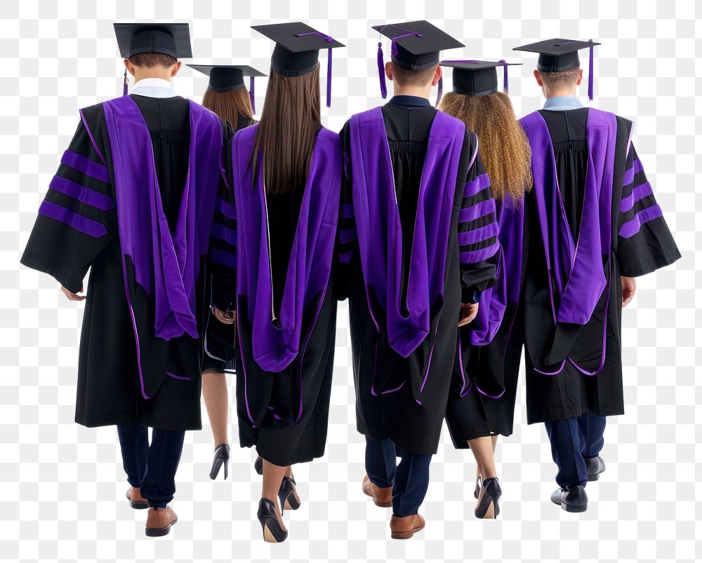 PNG Graduates in purple gowns walking