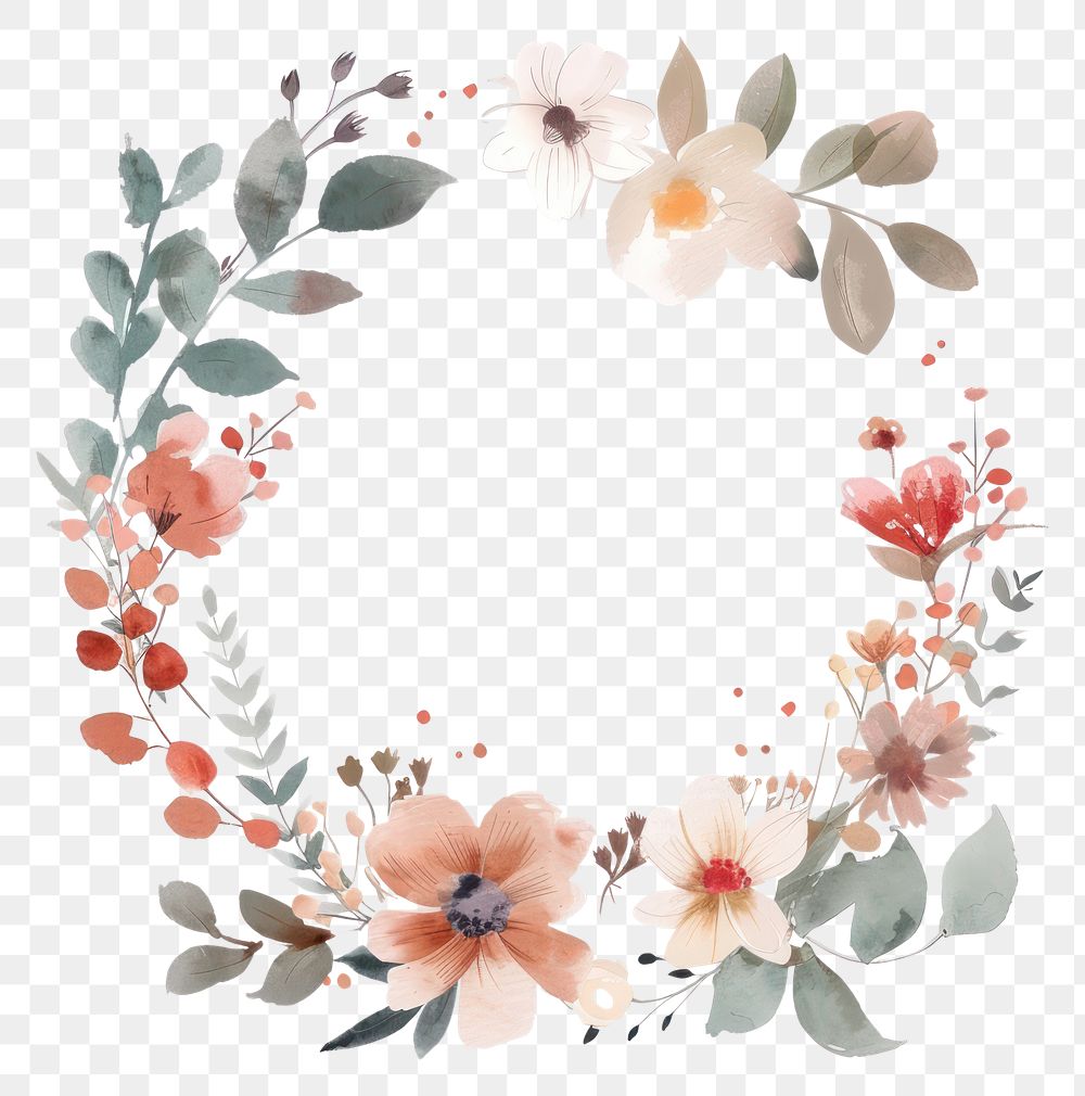 PNG  Elegant floral wreath illustration