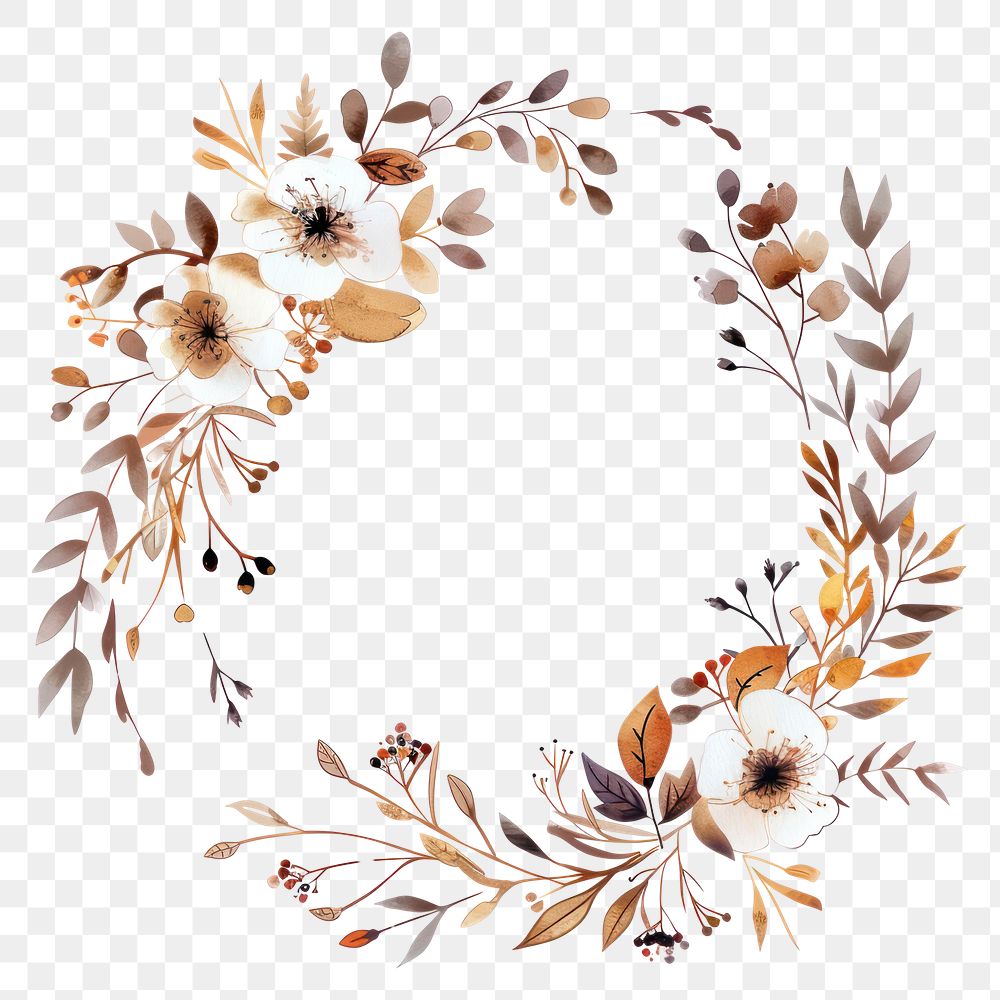 PNG  Elegant floral wreath illustration