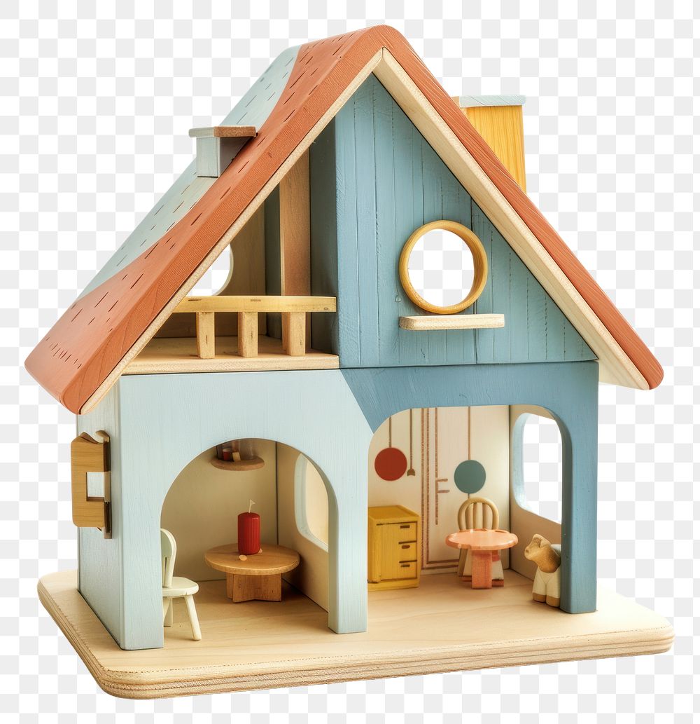 PNG  Colorful wooden dollhouse toy