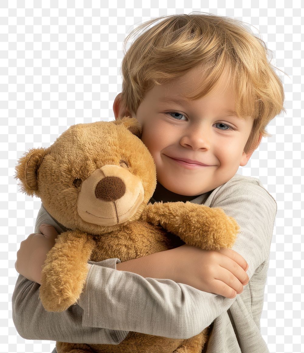 PNG  Child hugging teddy bear