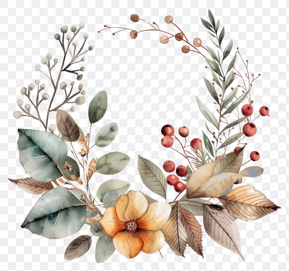 PNG Elegant floral wreath illustration