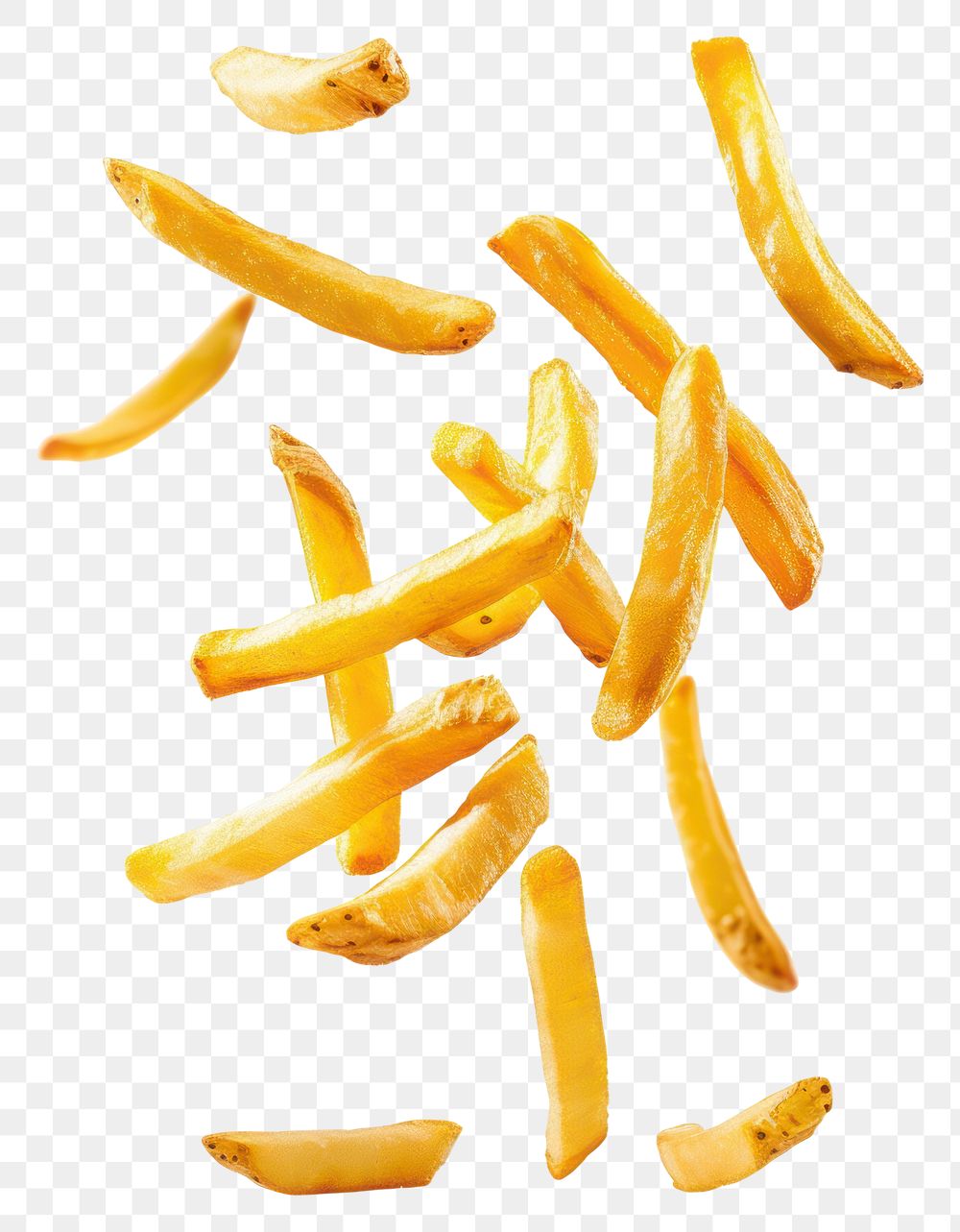 PNG Golden crispy fries floating