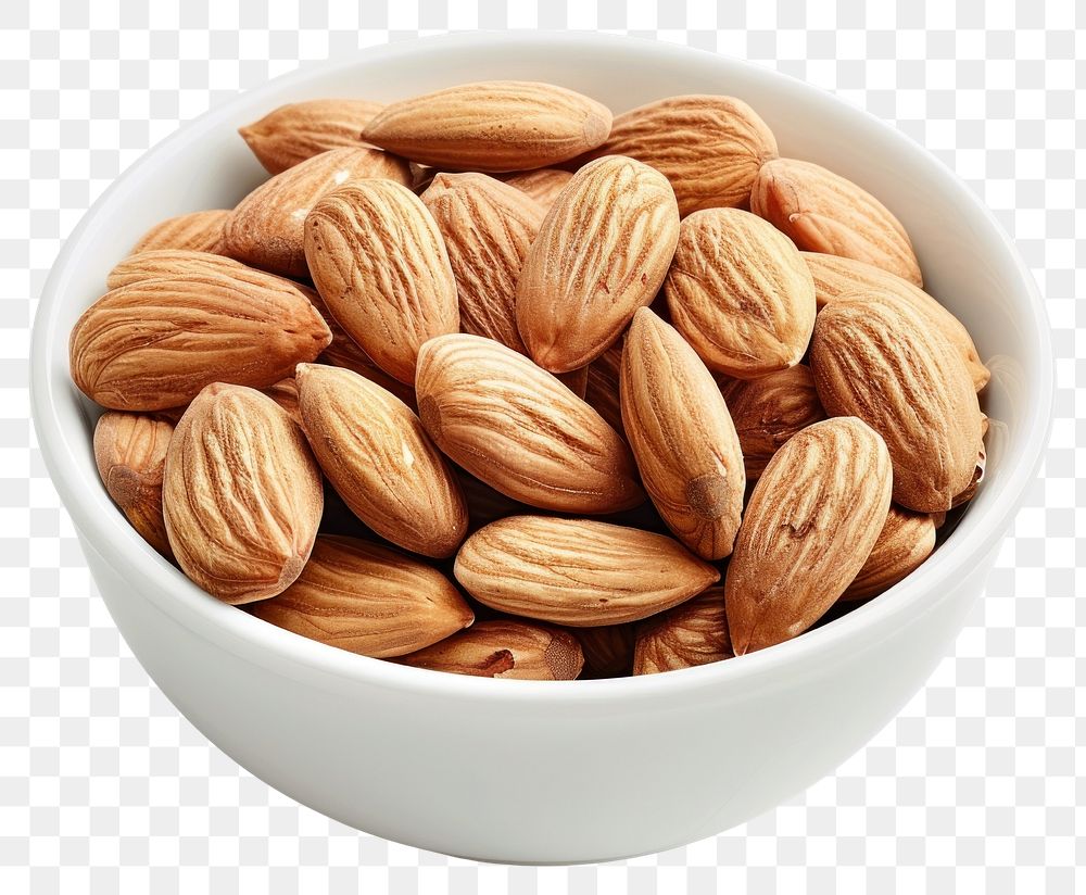 PNG Healthy almonds in white bowl