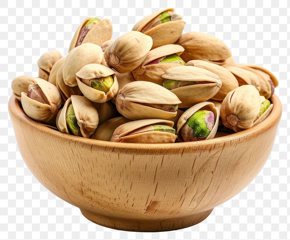 PNG Fresh pistachios in wooden bowl