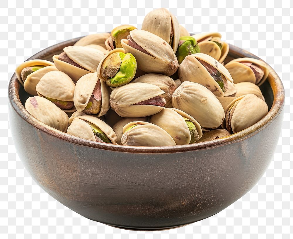 PNG Fresh pistachios in wooden bowl