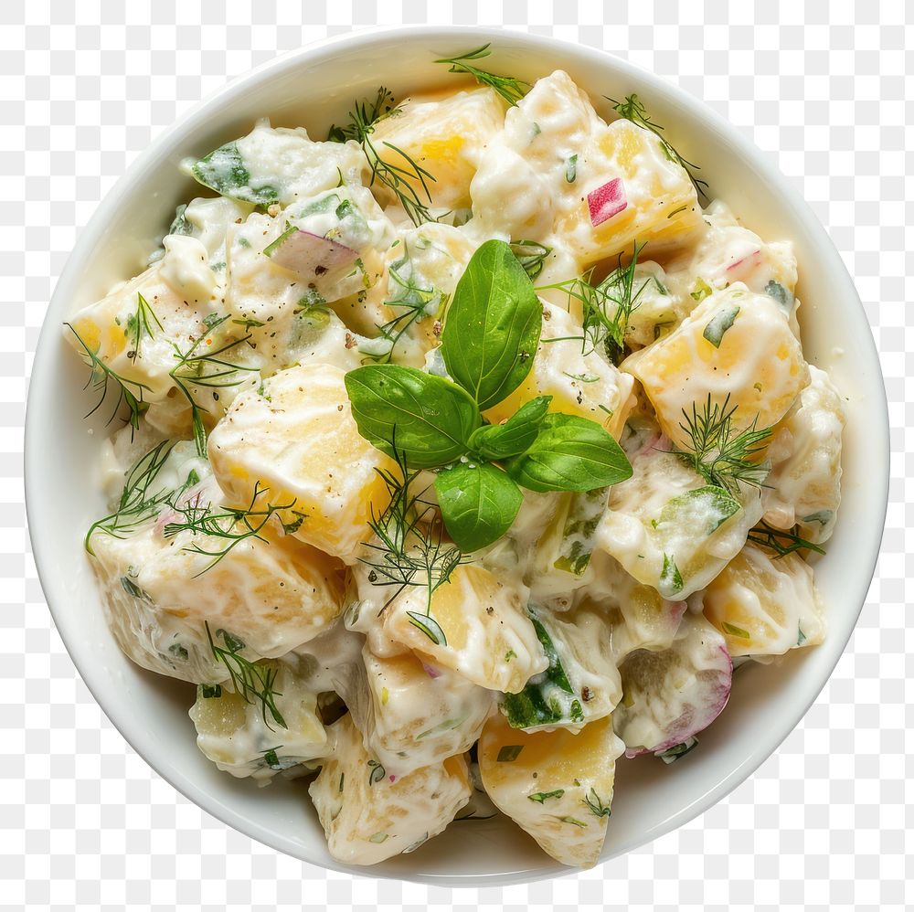 PNG Creamy potato salad with herbs