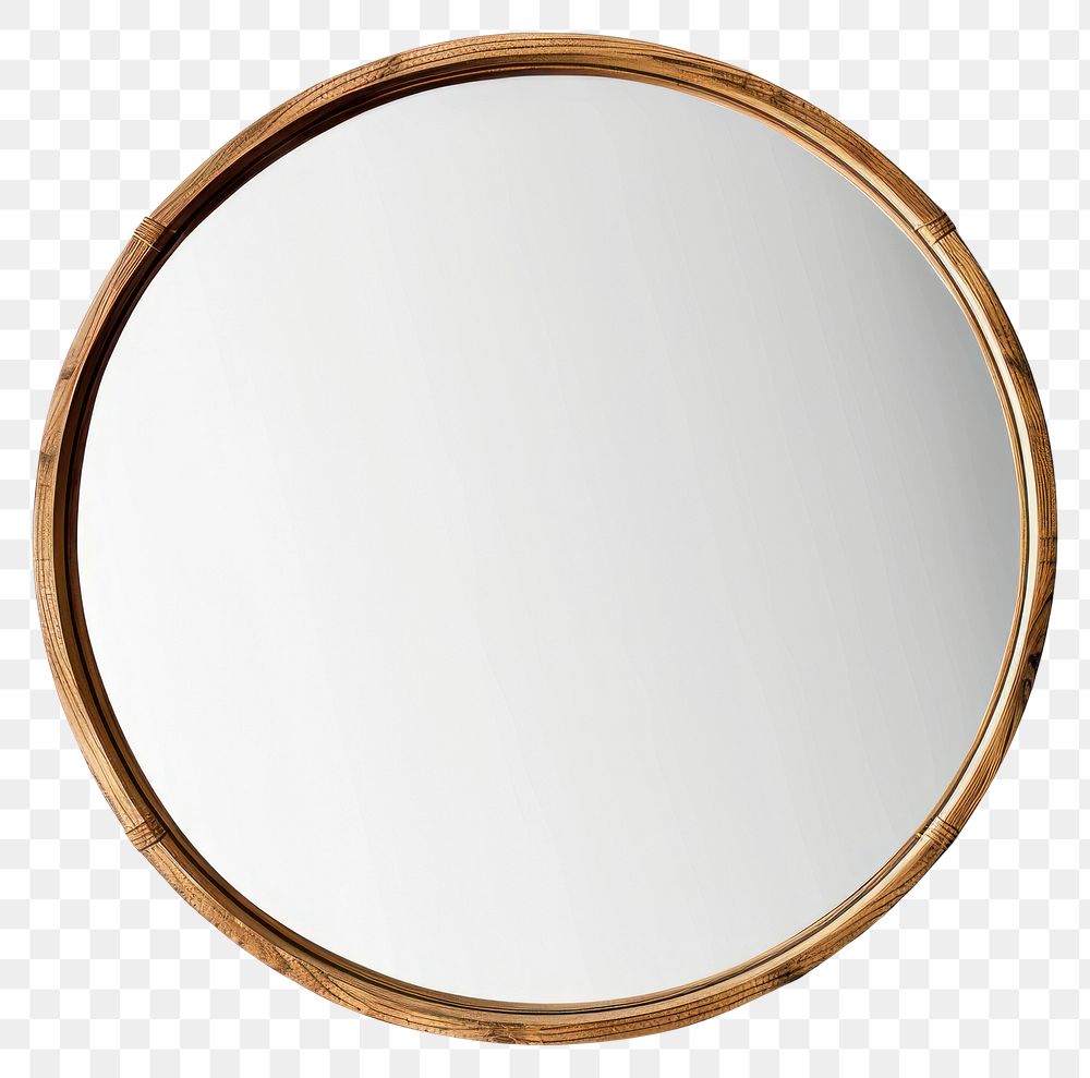 PNG  Elegant round wooden framed mirror