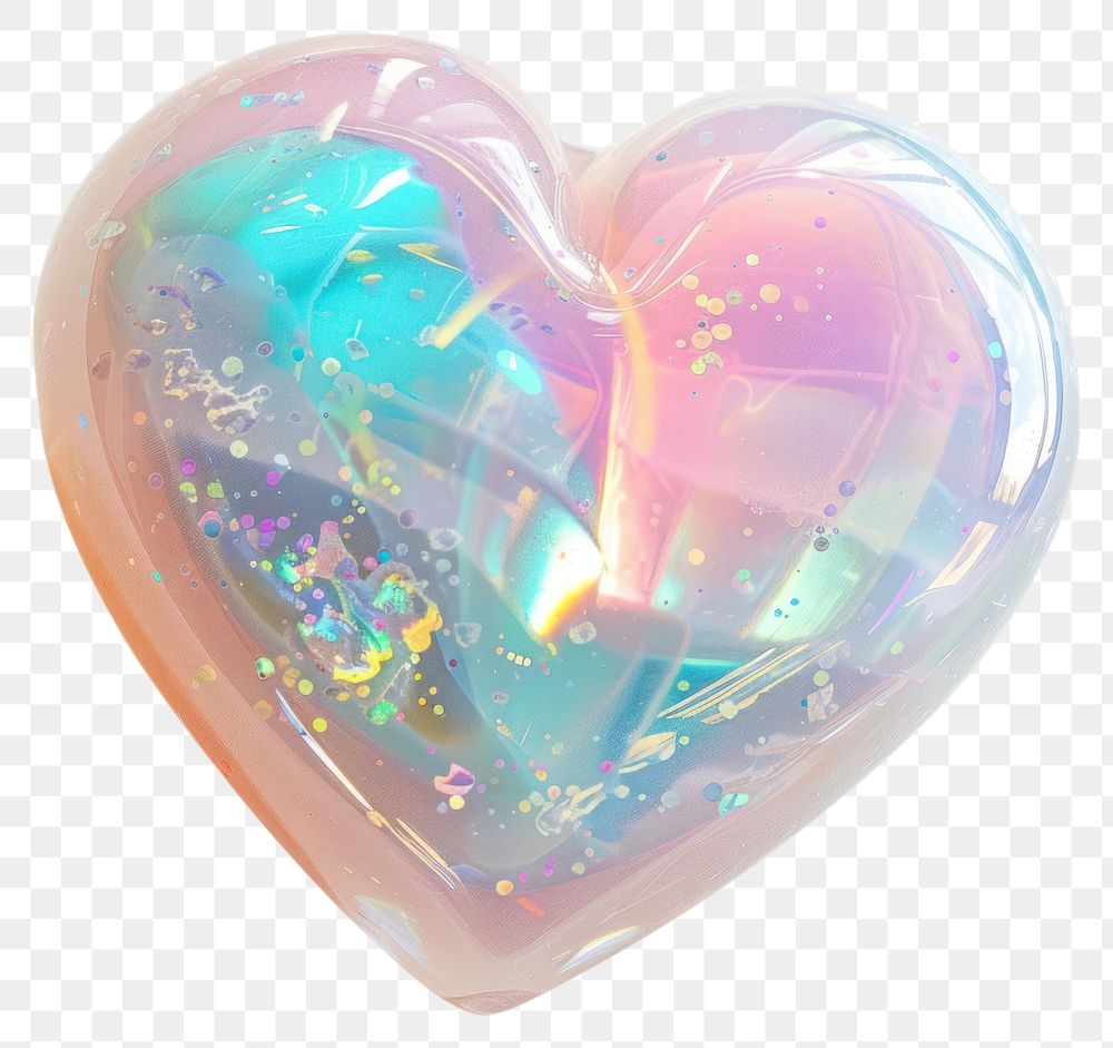 PNG Holographic heart-shaped glass ornament