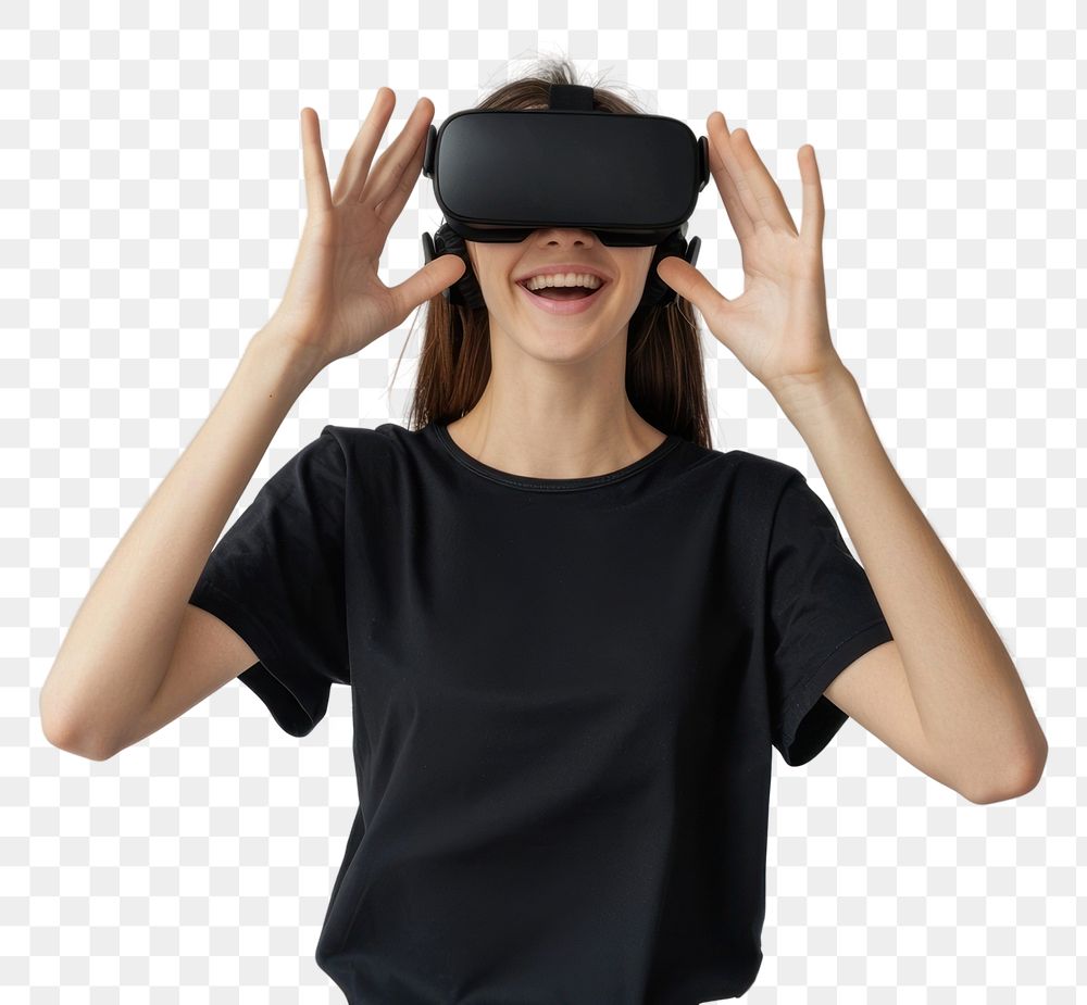 PNG  Woman enjoying virtual reality experience