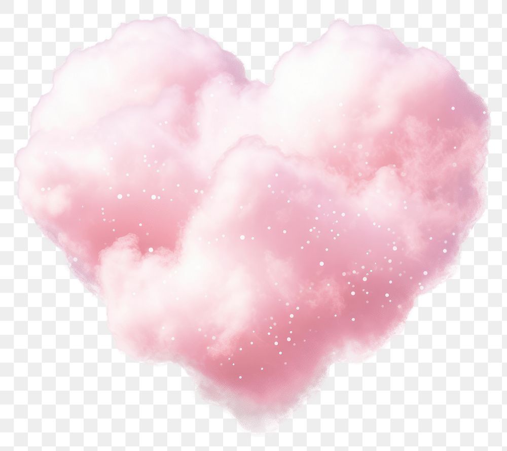 PNG  Pink heart-shaped fluffy cloud