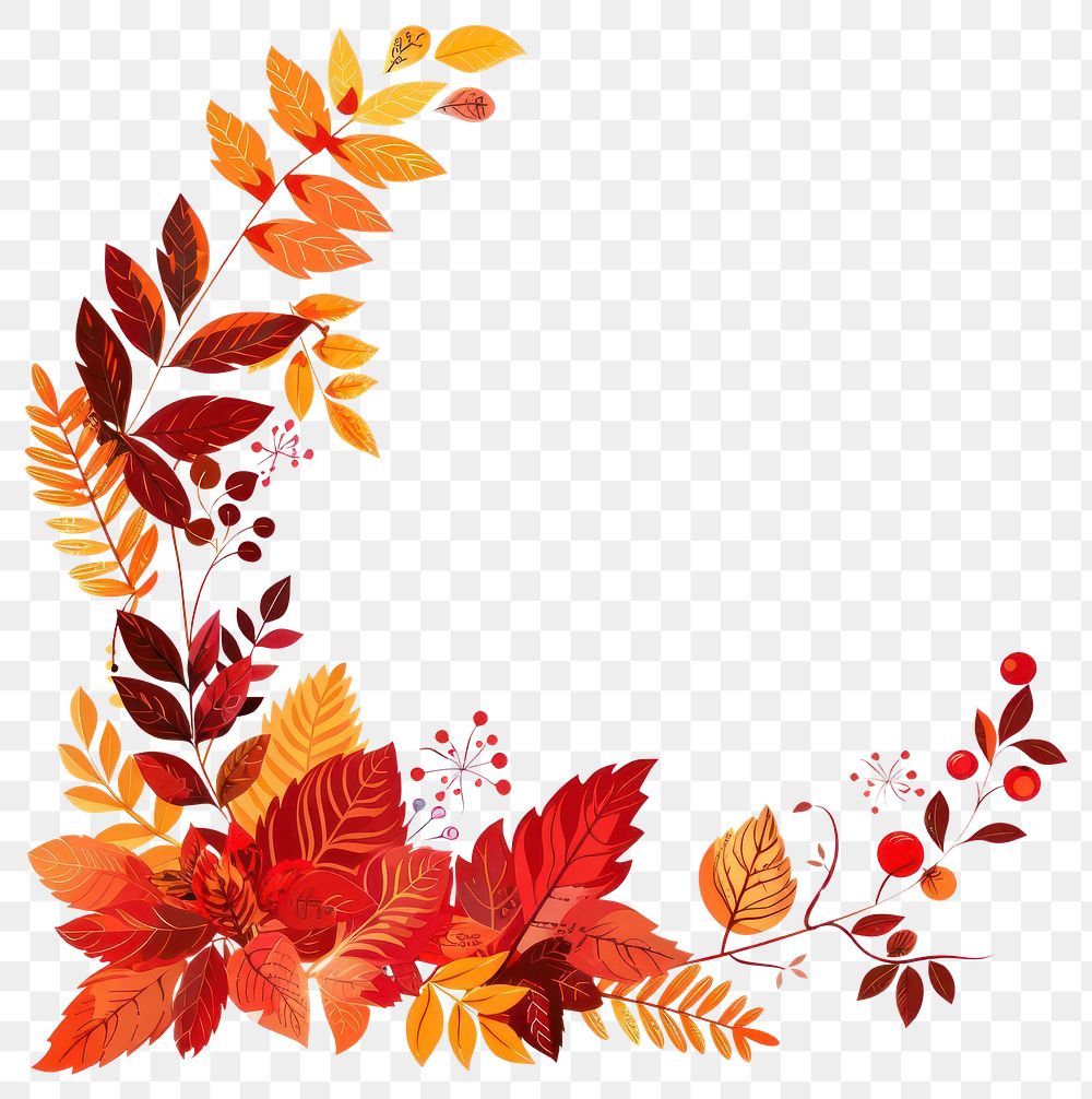 PNG Autumn foliage corner border illustration