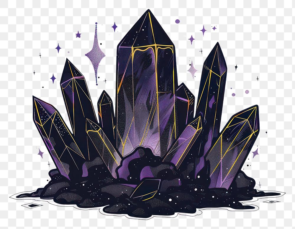 PNG Mystical black crystal cluster illustration