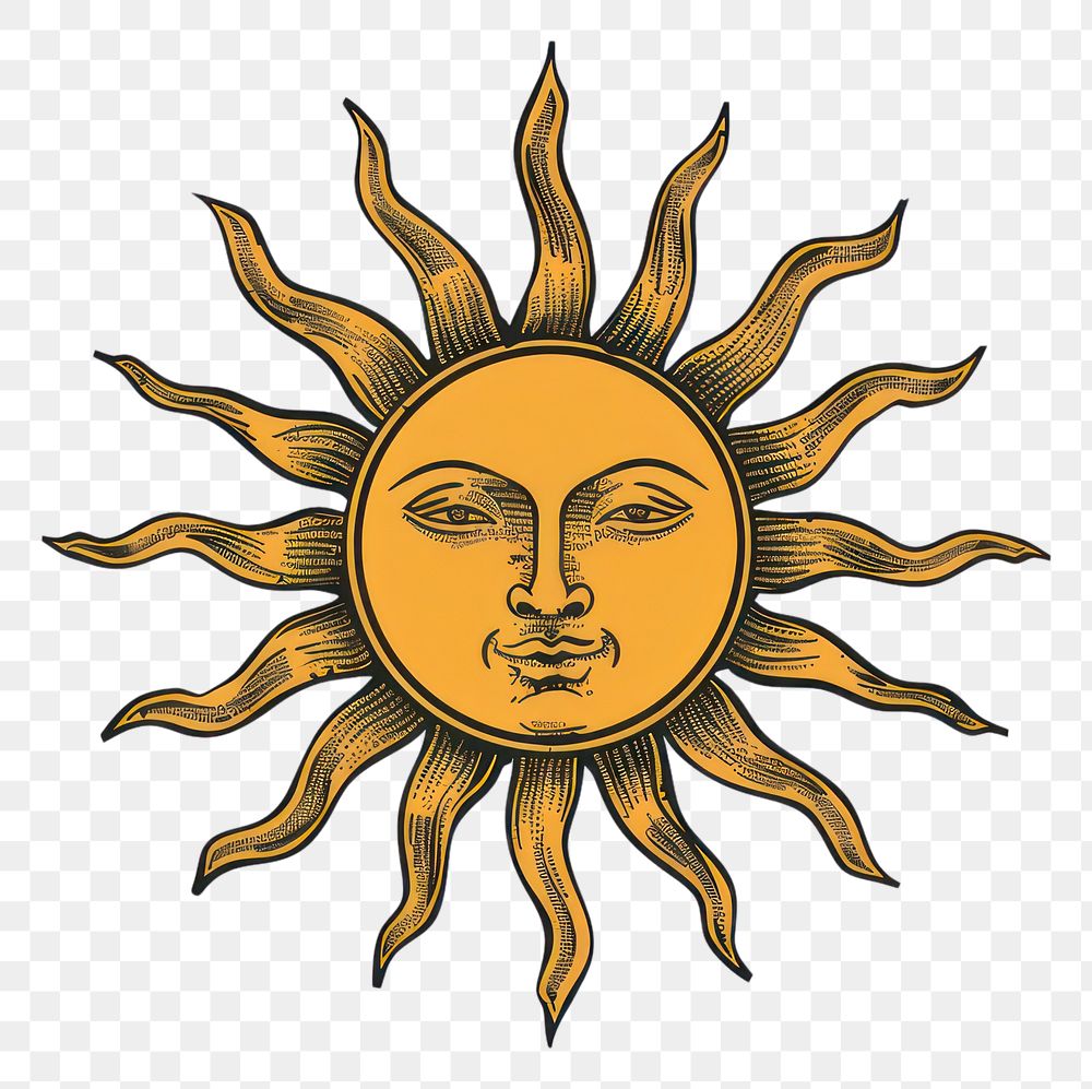 PNG Vintage sun face illustration