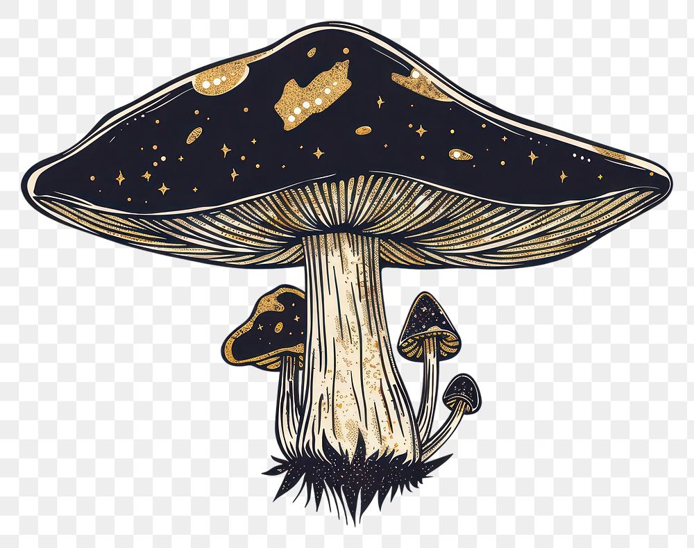 PNG Detailed mystical mushroom illustration