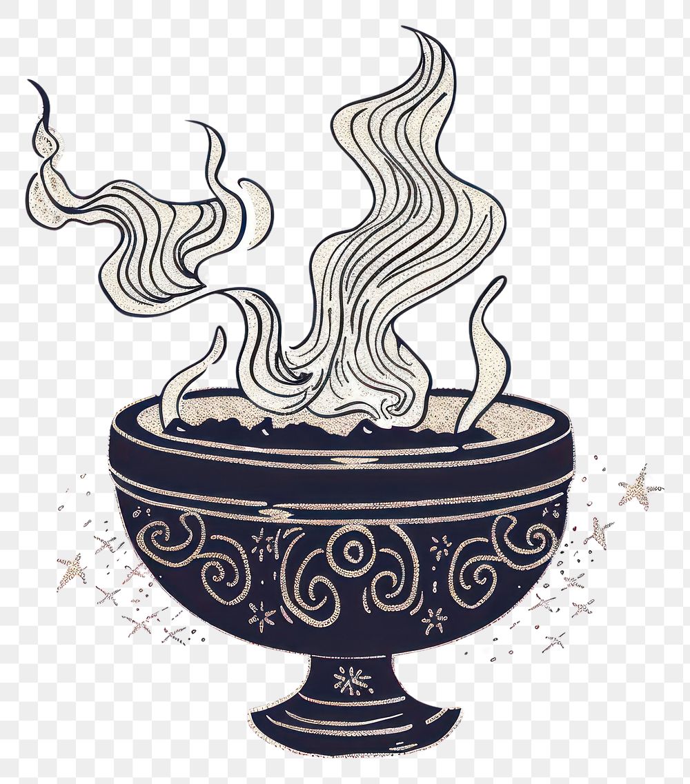 PNG Mystical steaming ornate bowl illustration