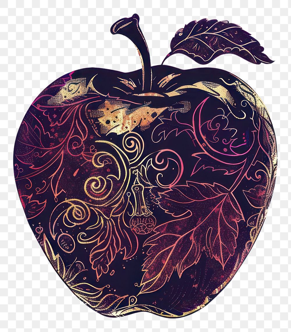 PNG Intricate decorative apple illustration