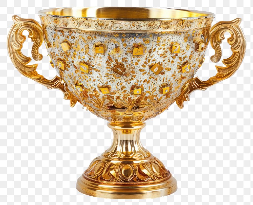 PNG  Elegant ornate golden trophy cup