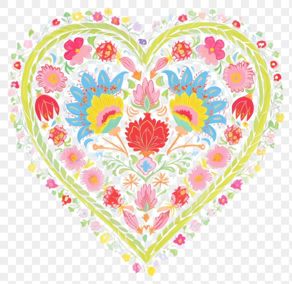 PNG Colorful floral heart illustration