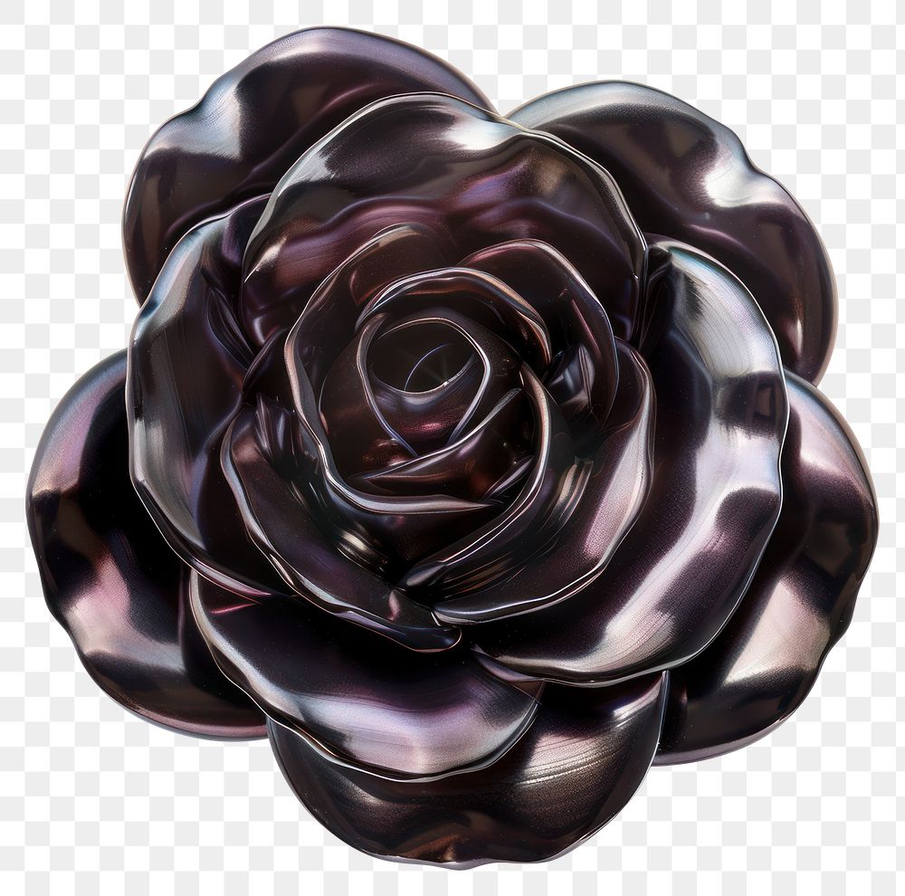 PNG Glossy metallic black rose illustration