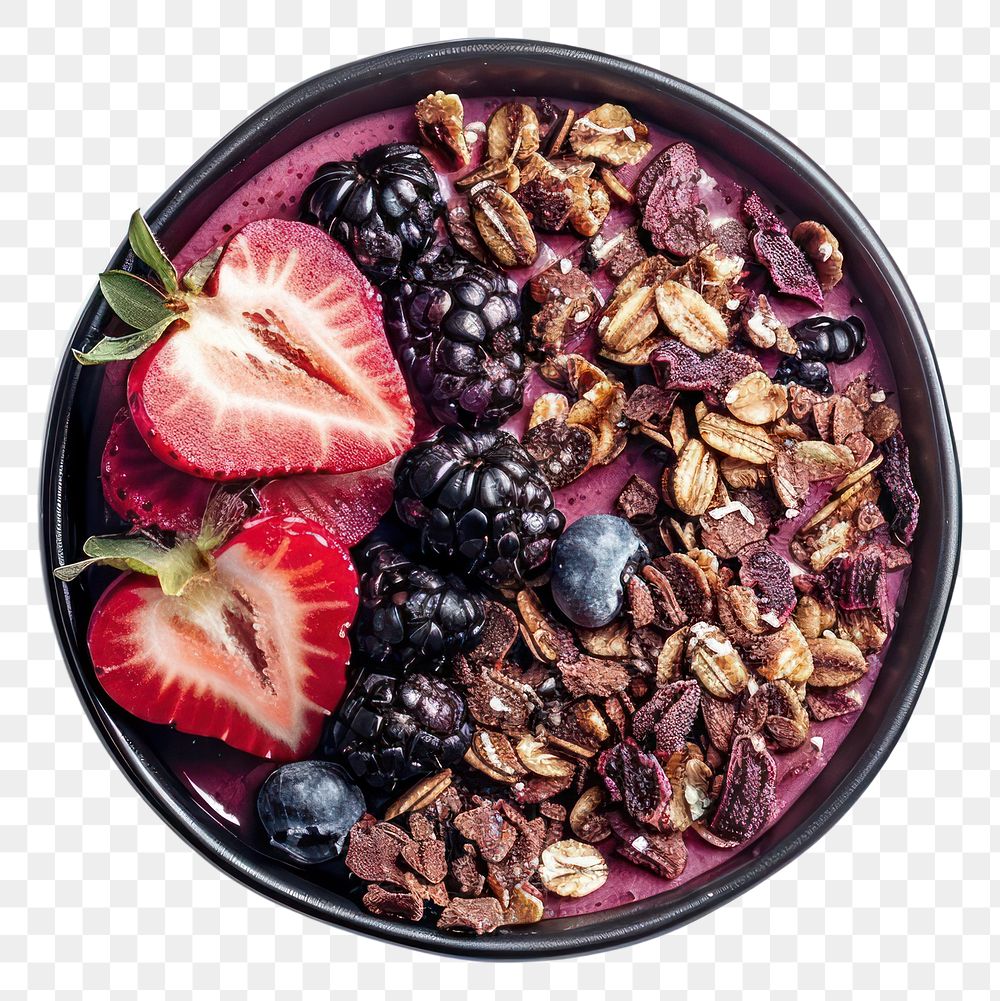 PNG A acai bowl blueberry produce granola.