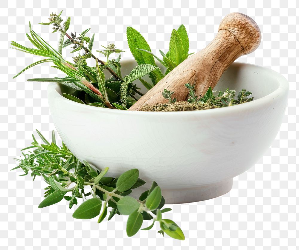 PNG Herbs in mortar bowl