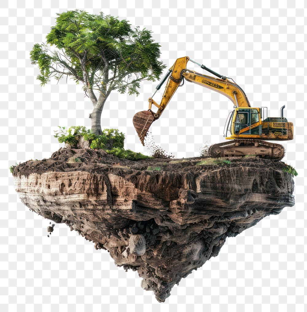 PNG Floating island with excavator