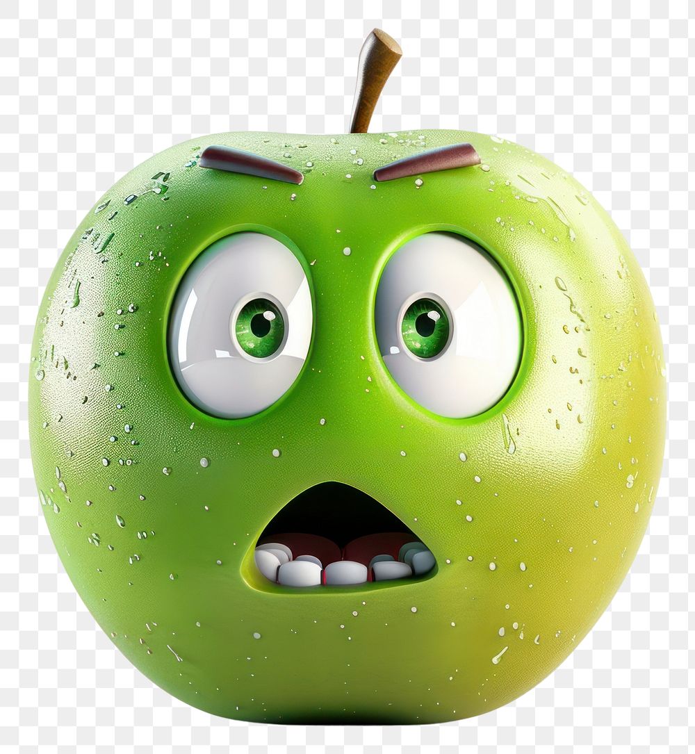 Animated green apple with expression